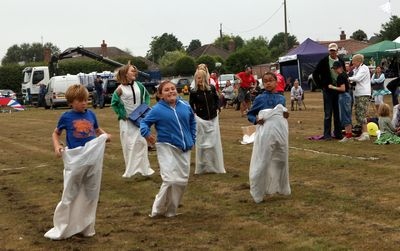 Sack Race at Bodham, North Norfolk, UK