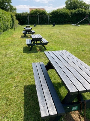Picnic benches at Bodham Playing Field
