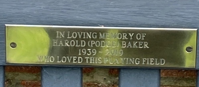 Harold Podge Baker Memorial Bench Plaque