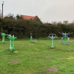 Bodham Playing Field outdoor gym equipment, Bodham, North Norfolk, UK