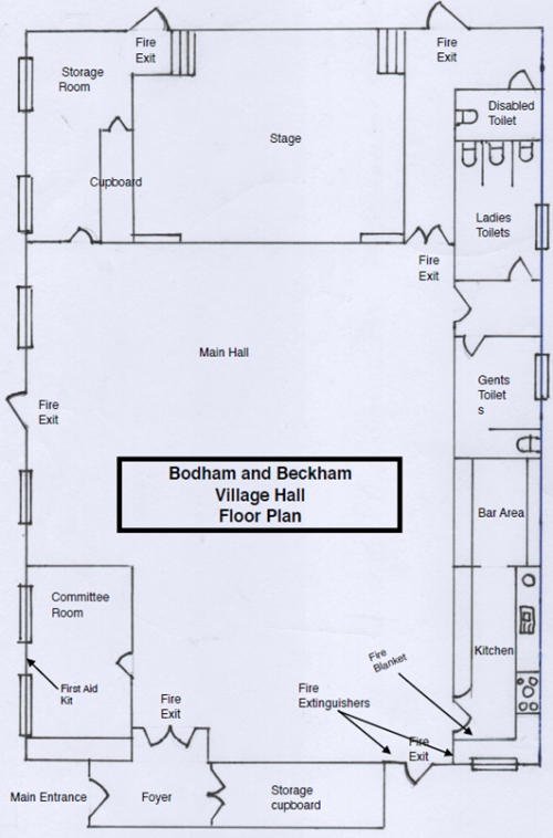 Bodham Village Hall floor Plan 2024